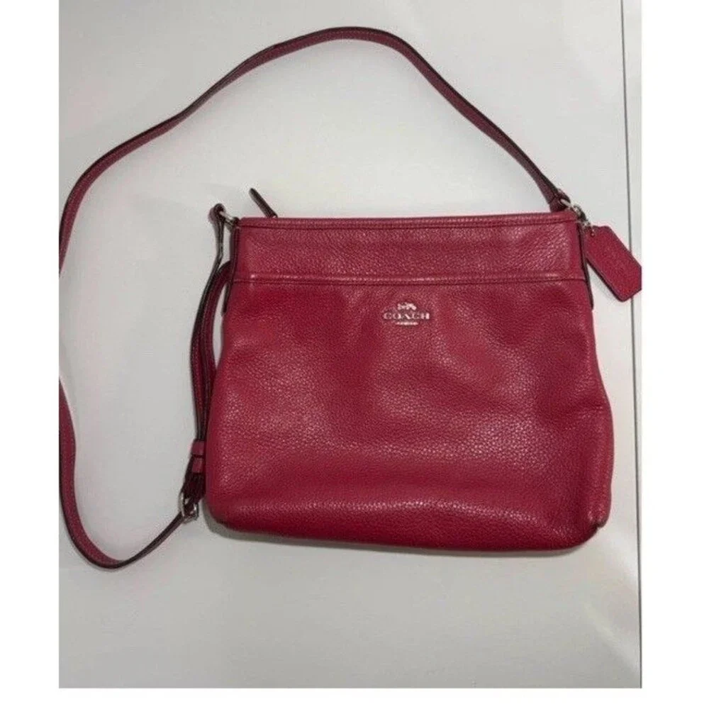 Coach Raspberry Pink Pebbled Leather Crossbody Bag F28035